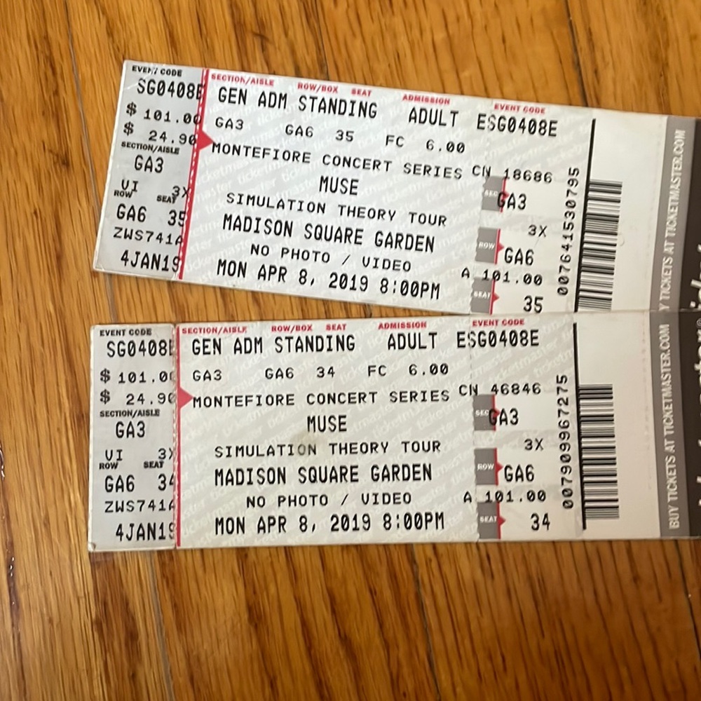 Muse Simulation Theory Tour x2 memorabilia